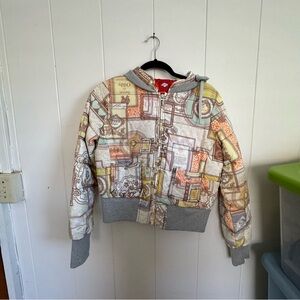 Oilily Puffer Jacket 38 Savon de Soap Box Patchwork Puffer Down Full Zip Coat